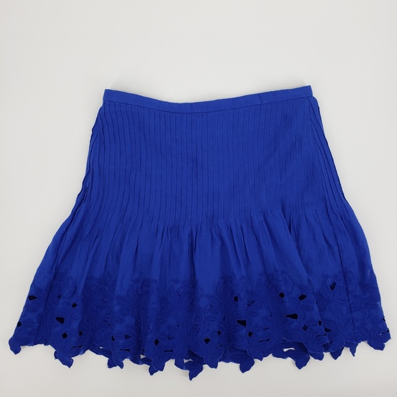 J Crew Eyelet Floral Embroidered Pleated Skirt 2 - Picture 2 of 8